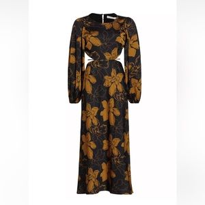 ASTR Quinn Floral Cut Out Maxi Dress - Black and Gold